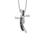 1/8 Carat (ctw) Black & White Diamond Cross Pendant Necklace in Sterling Silver with Chain